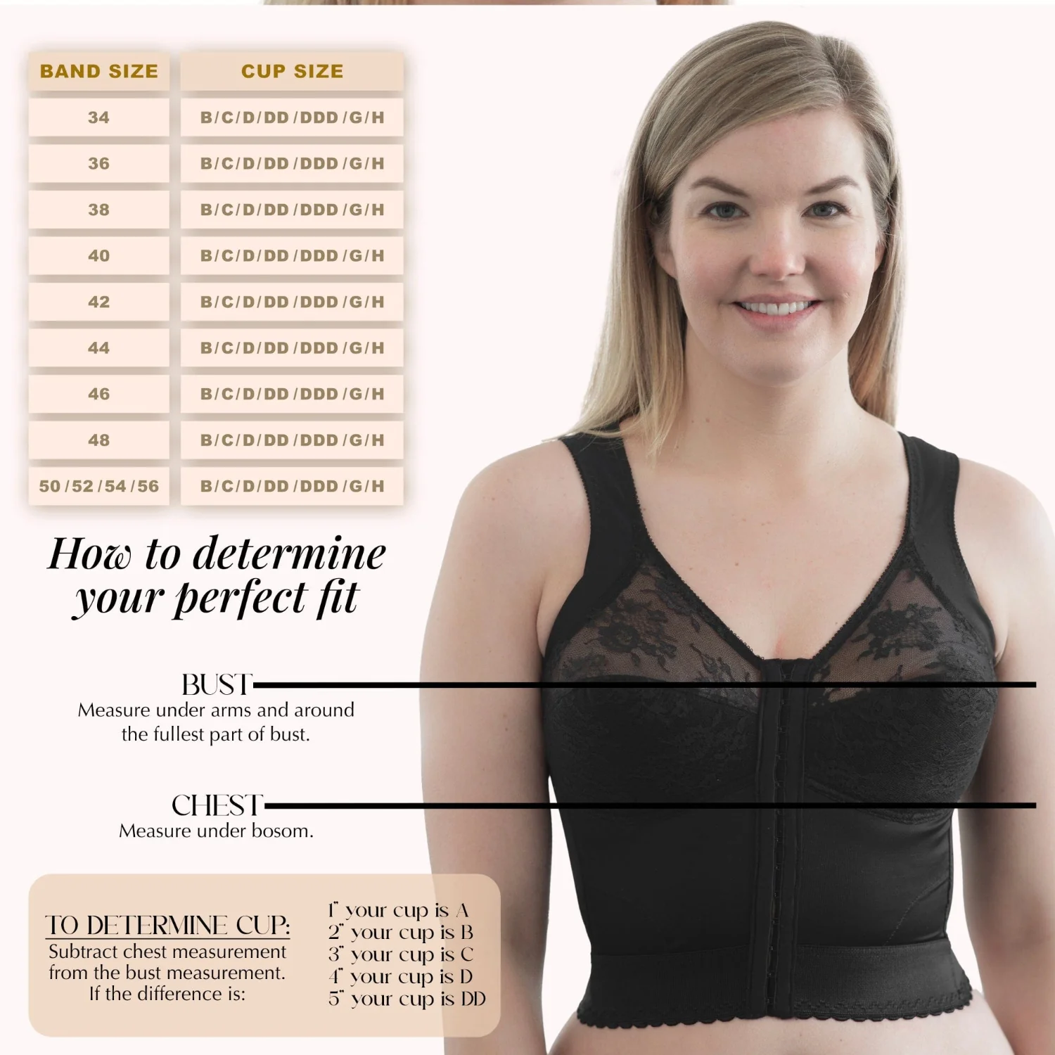 Style 9603 | Front Closure Back Support Long Line Bra - Black - Image 6