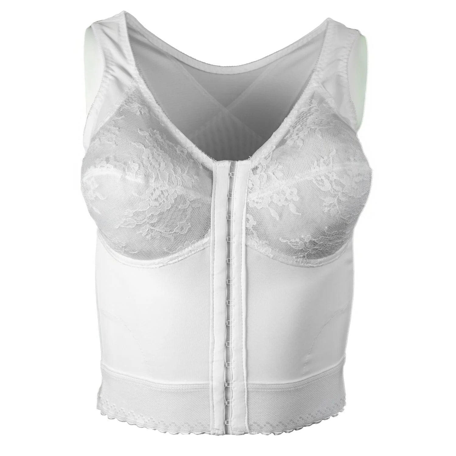 Style 9603 | Front Closure Back Support Long Line Bra - White - Image 4