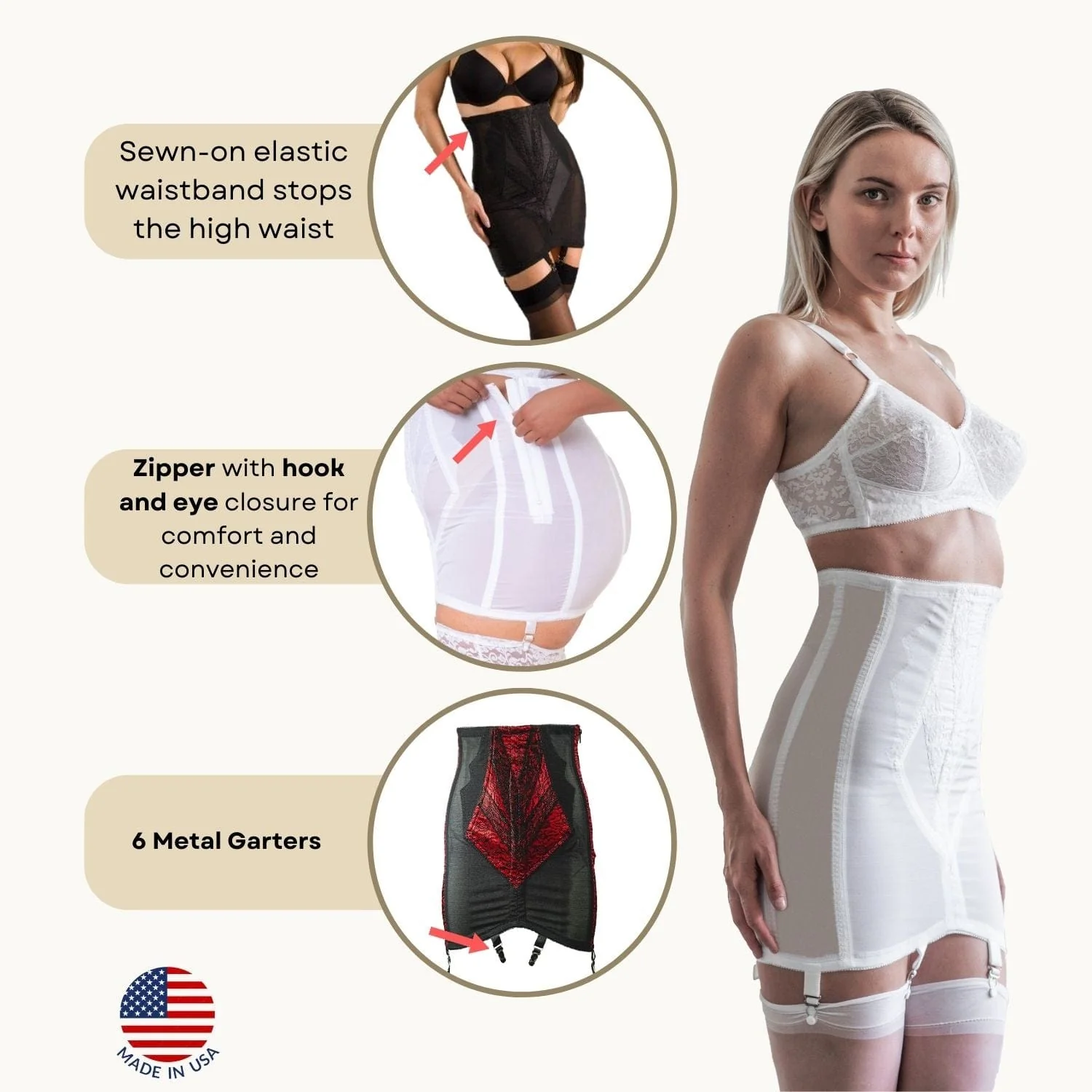 Style 1294 | High Waist Open Bottom Girdle | Extra Firm Shaping | Side Zipper + Hook Closure - Image 10