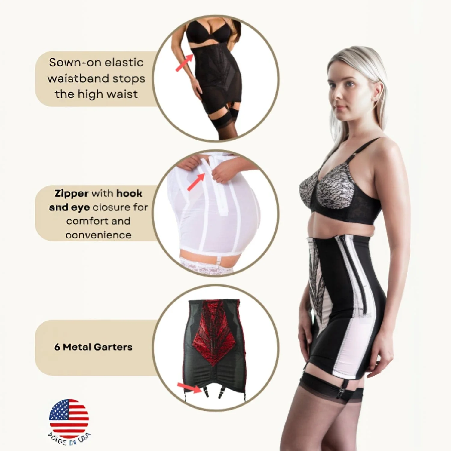 Style 1294 | High Waist Open Bottom Girdle | Extra Firm Shaping | Side Zipper + Hook Closure - Image 29
