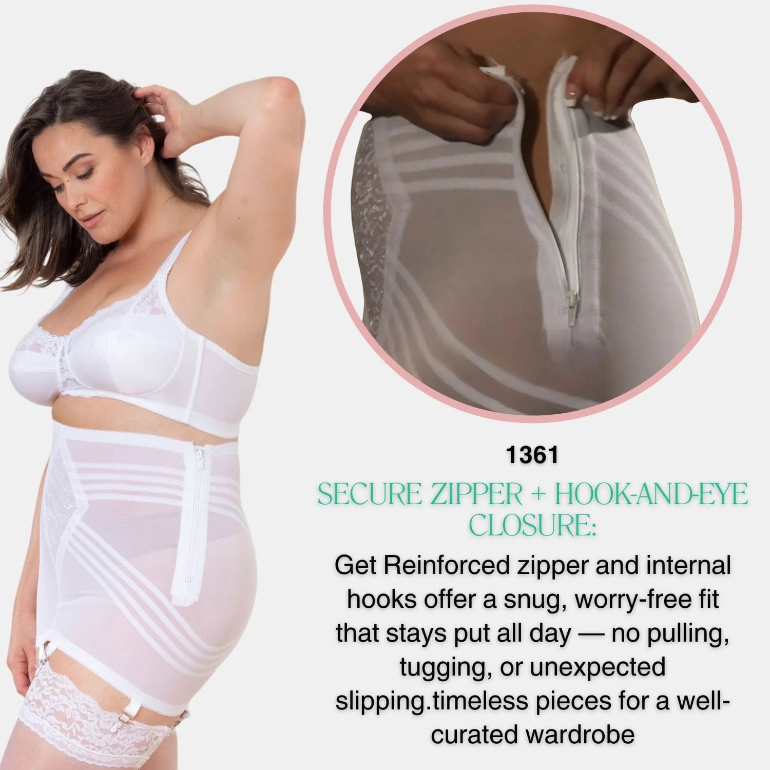 Style 1361 | Waistline Open Bottom Breathable Power Mesh Fabric | With Side Zipper | Firm to Extra Firm Support - Image 14