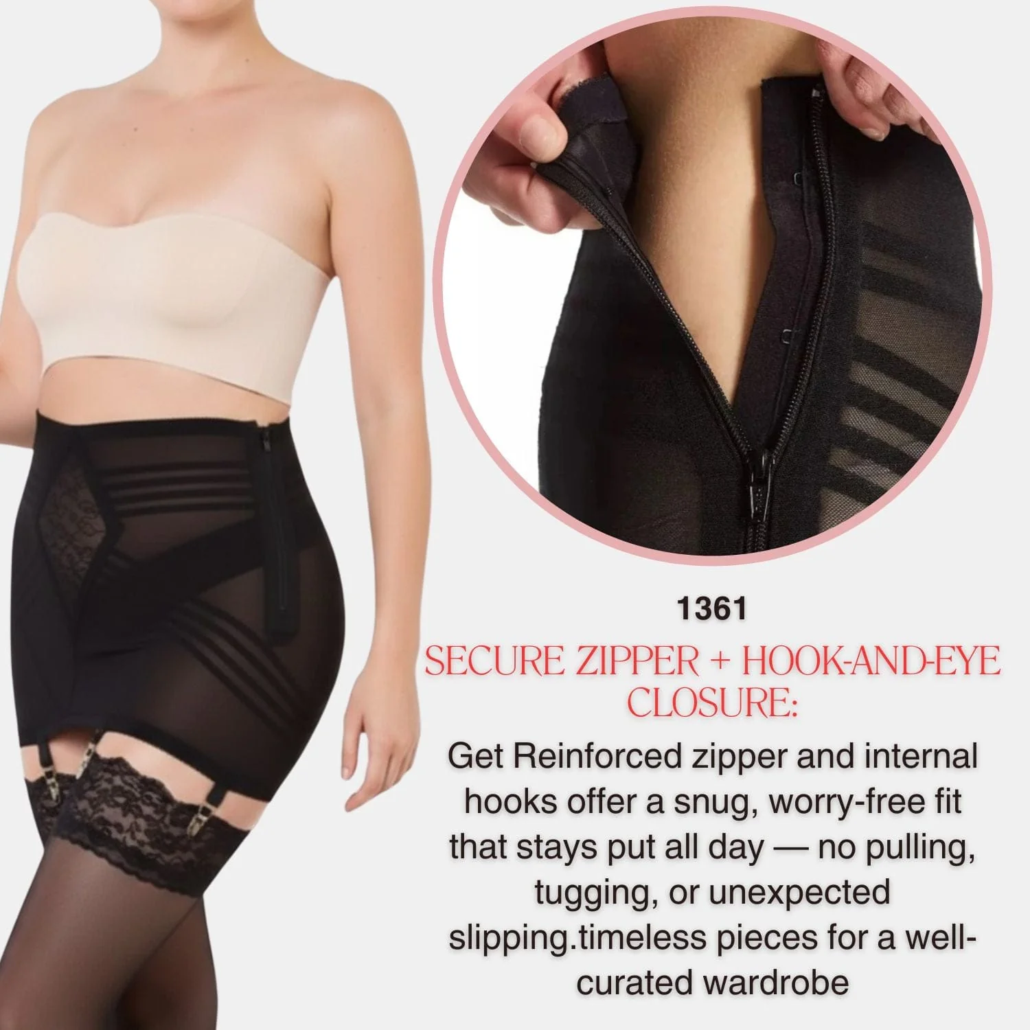 Style 1361 | Waistline Open Bottom Breathable Power Mesh Fabric | With Side Zipper | Firm to Extra Firm Support - Image 6