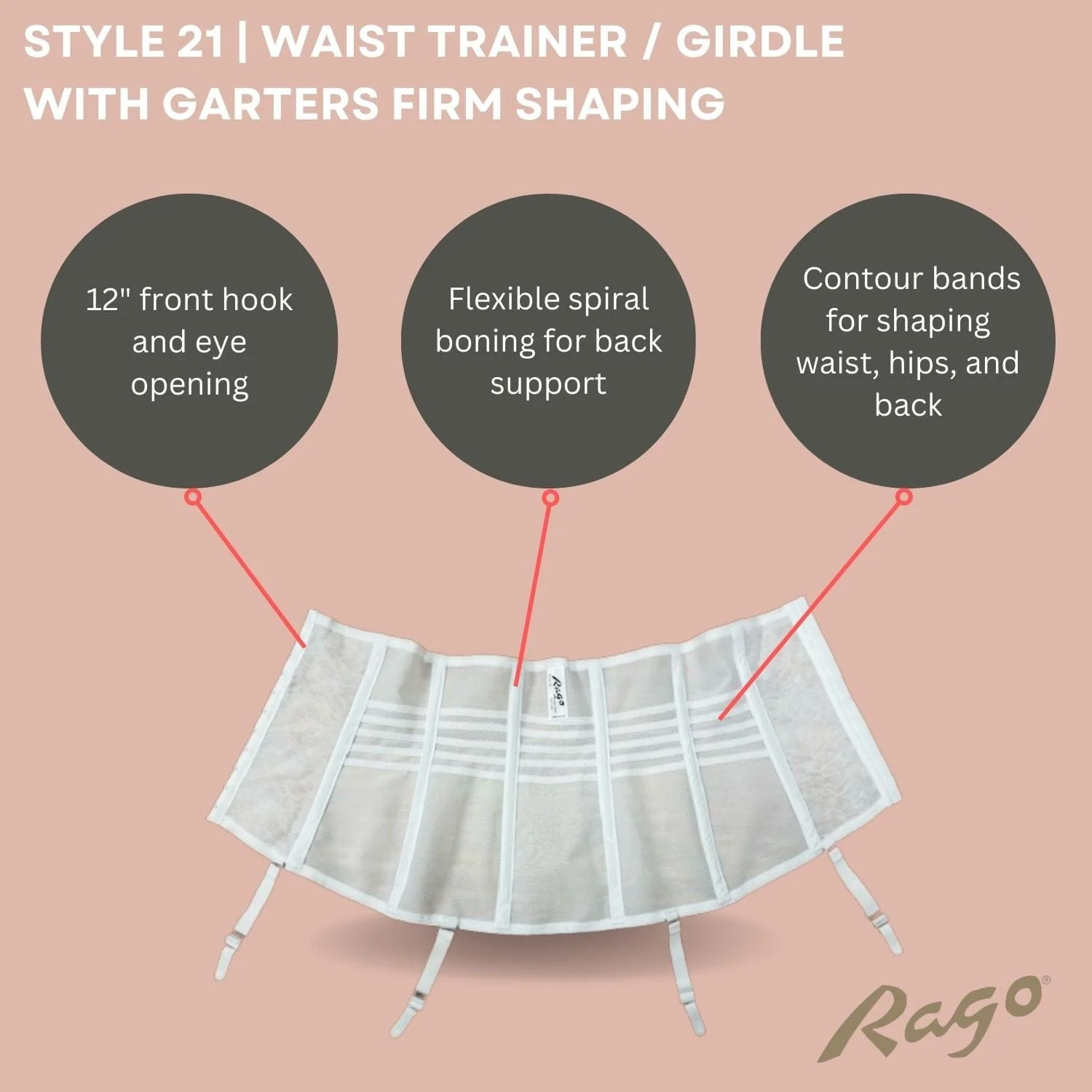 Style 21 | Waist Trainer / Girdle with Garters Firm Shaping - Image 7