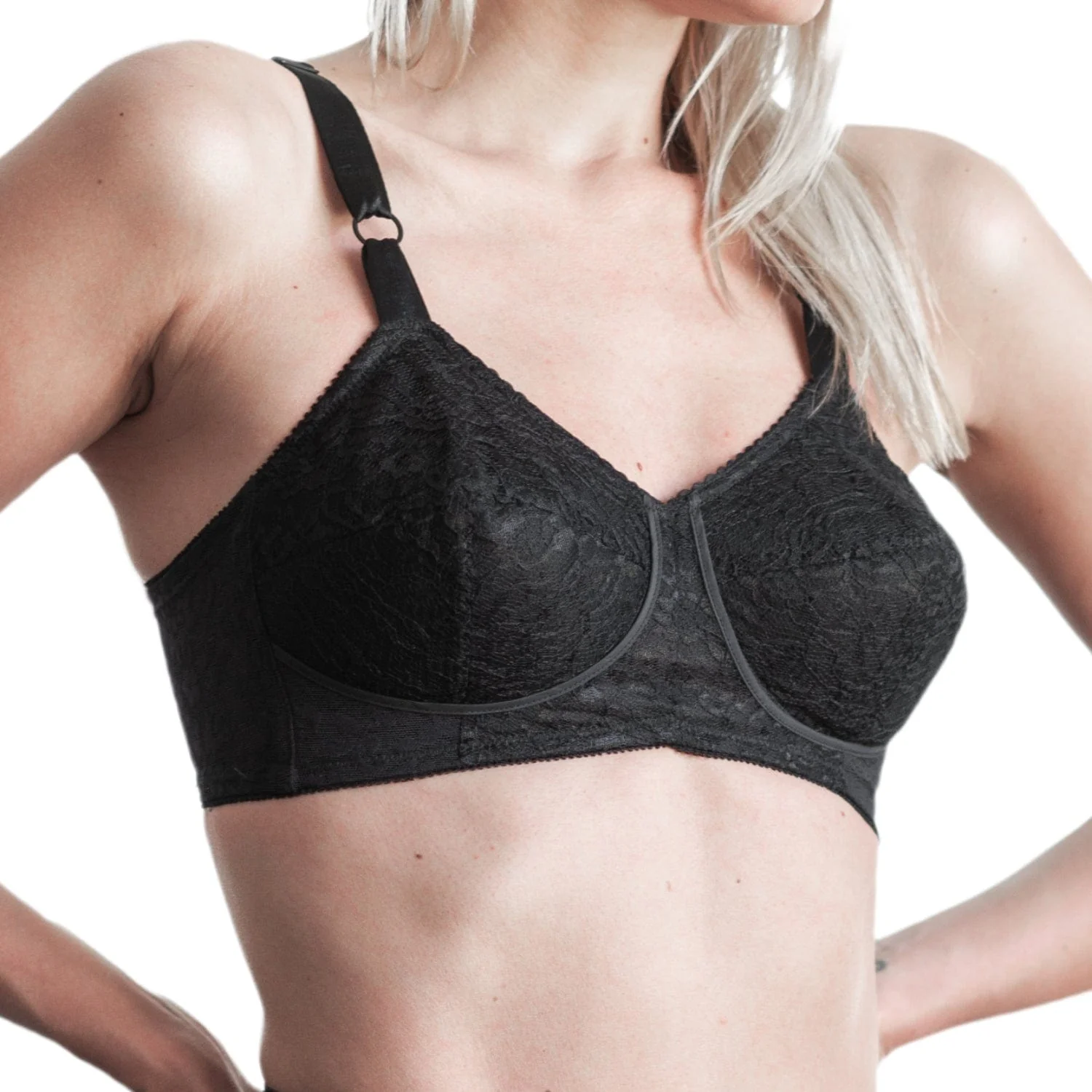 Style 2101 | Expandable Cup Wireless Shaper Bra - Black - Image 3