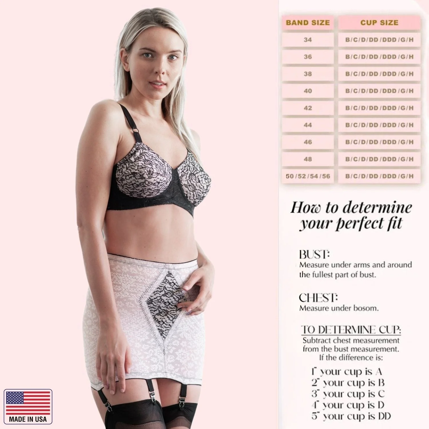Style 2101 | Expandable Cup No Wire Long Line Shaper Bra - Pink Black - Image 5