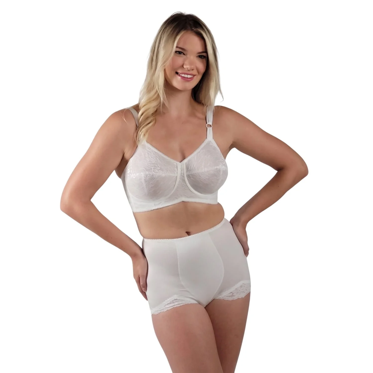 Style 2101 | Expandable Cup Wireless Shaper Bra - White - Image 3