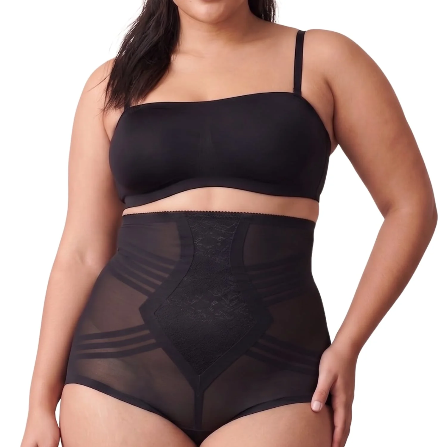 Style 6101 | High Waist Firm Shaping Panty with Zipper with Hook and Eye | Removable garters - Image 4
