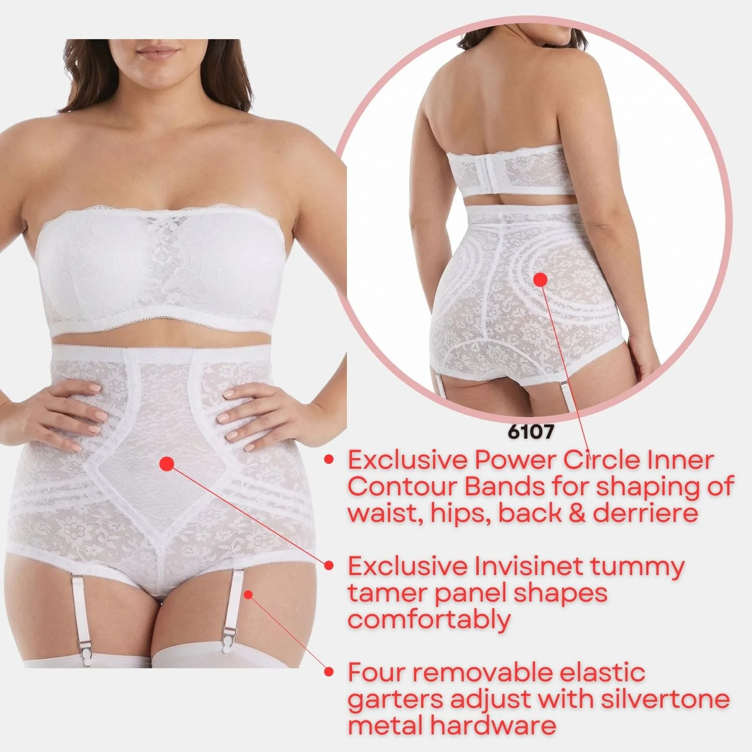High Waist Extra Firm "No Roll" Panty Girdle with Detachable Garters | Style 6107 - Image 20