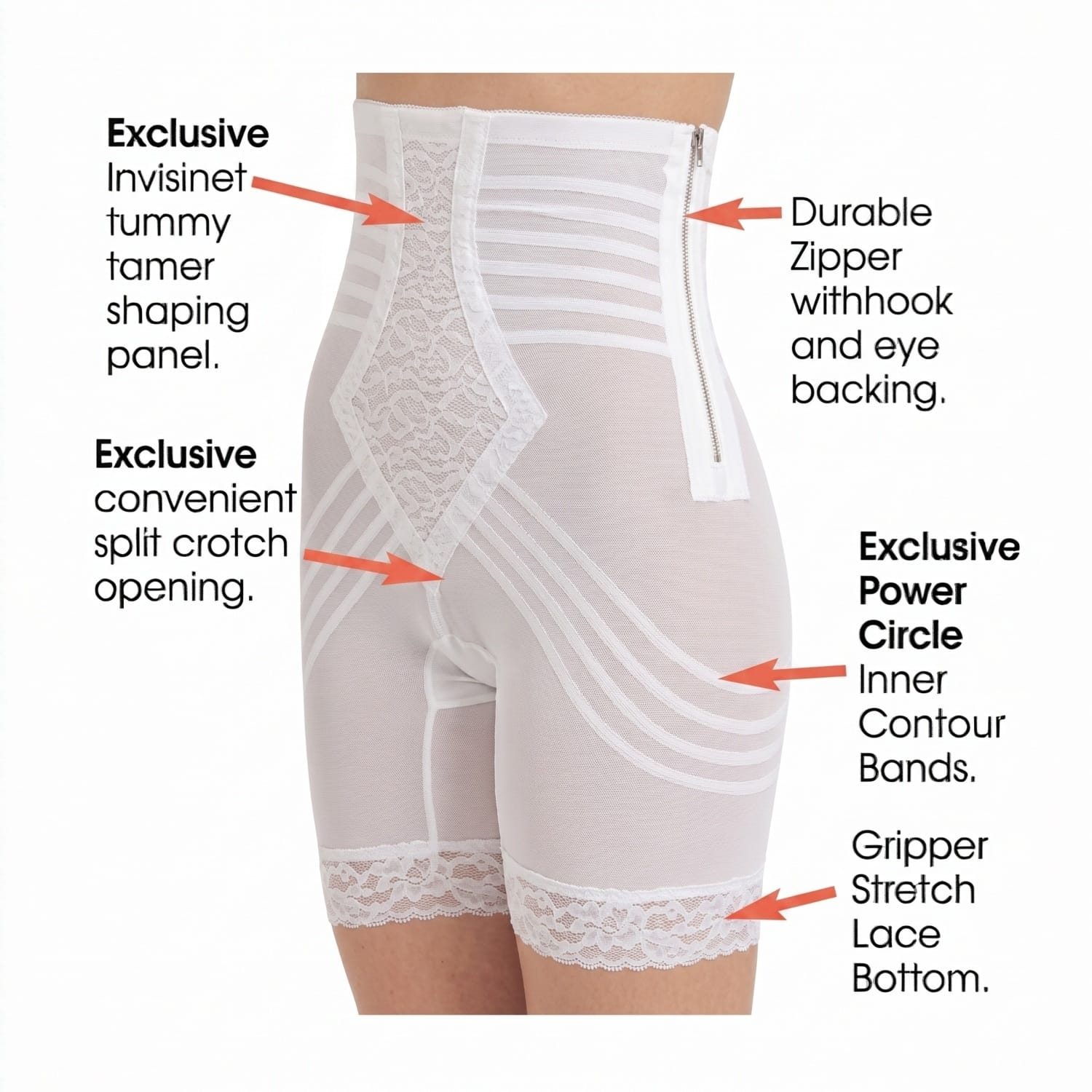 Style 6201 | Breathable High Waist Thigh Slimmer with Side Zipper | No Roll Power Mesh Hourglass Shaper | Firm to Extra Firm Support - Image 4