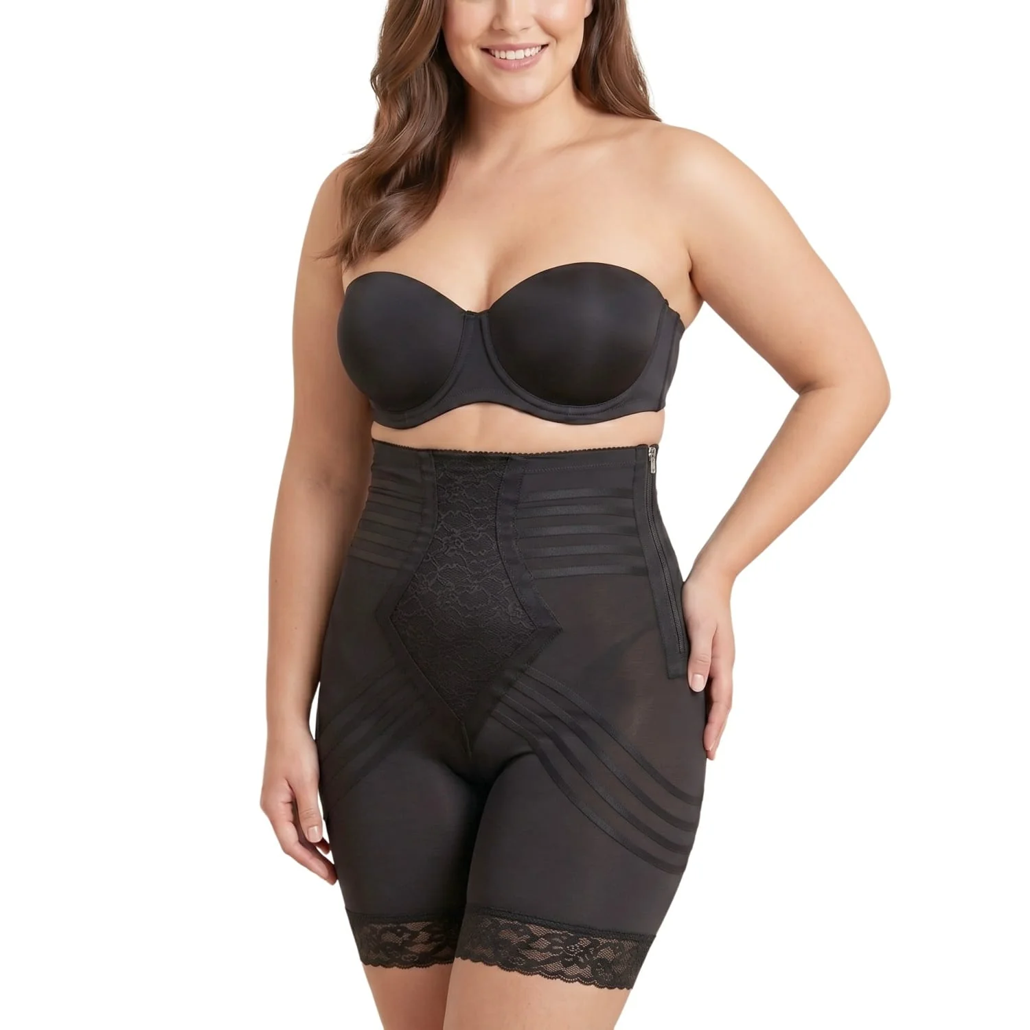 Style 6201 | Breathable High Waist Thigh Slimmer with Side Zipper | No Roll Power Mesh Hourglass Shaper | Firm to Extra Firm Support - Image 7