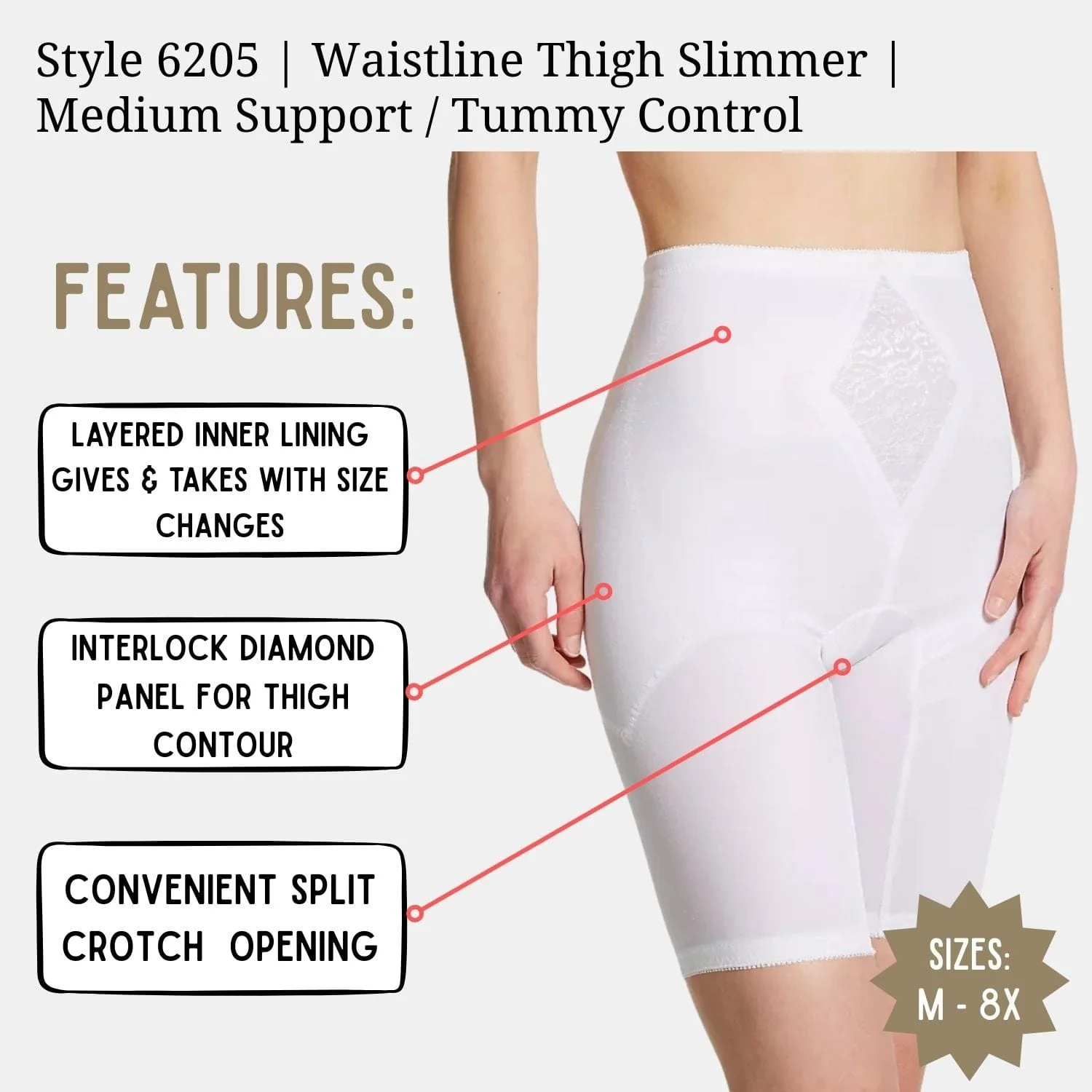 Style 6205 | Waistline Thigh Slimmer | Medium Support | Tummy Control - Image 20