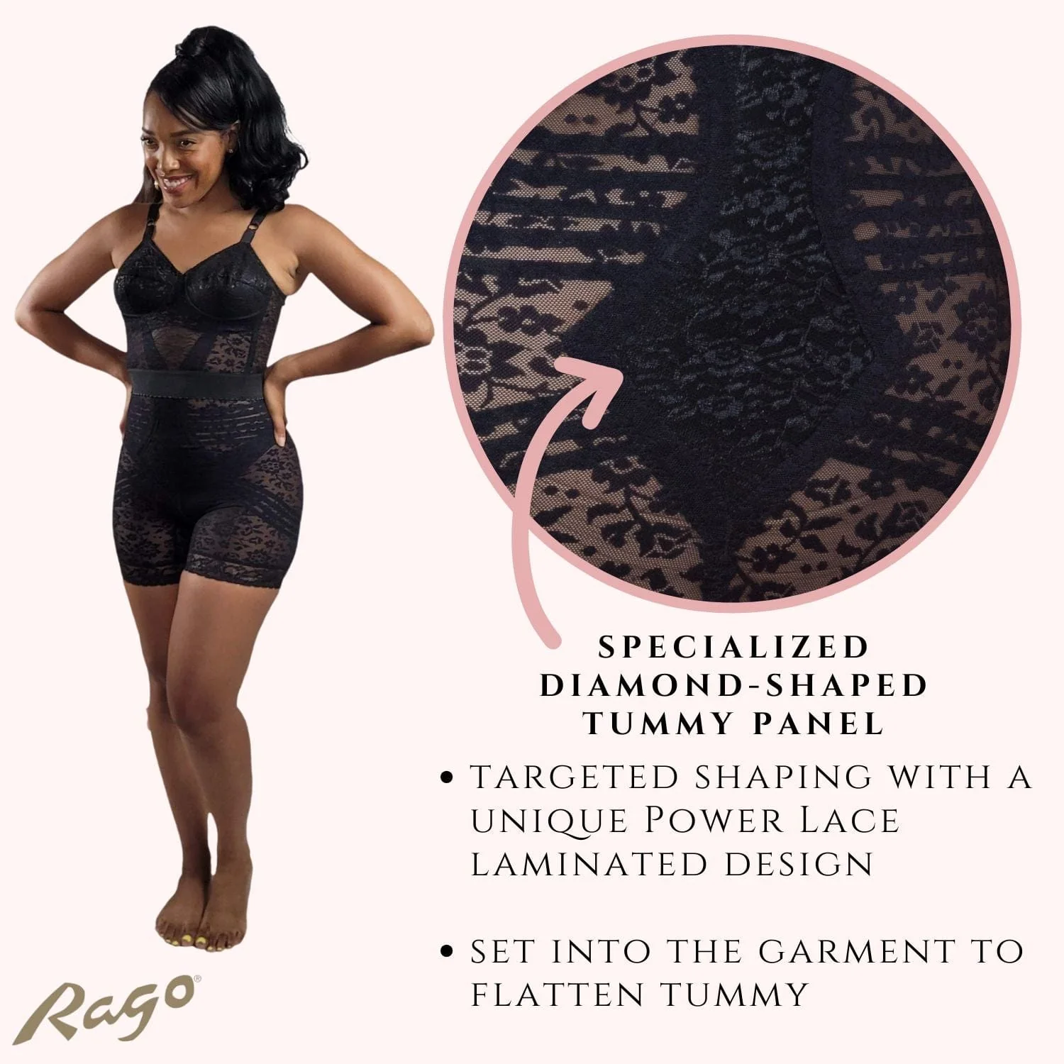 Style 6207 |  No Roll High Waist Lace Thigh Slimmer with Extra Firm Support - Image 6