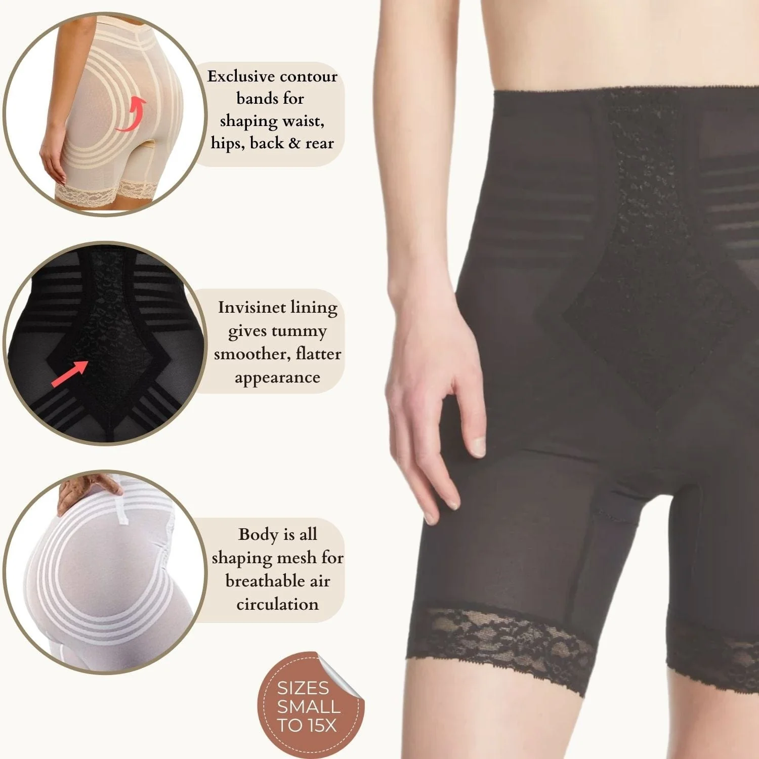 Style 6209 | Breathable High Waist Thigh Slimmer | No Roll Power Mesh Hourglass Shaper |  Firm to Extra Firm Support - Image 12