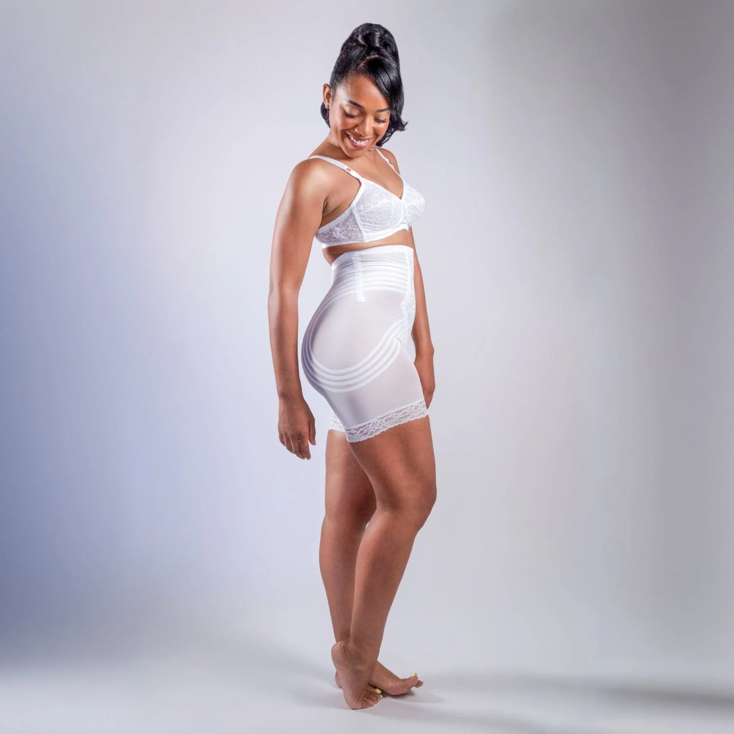 Style 6209 | Breathable High Waist Thigh Slimmer | No Roll Power Mesh Hourglass Shaper |  Firm to Extra Firm Support - Image 5