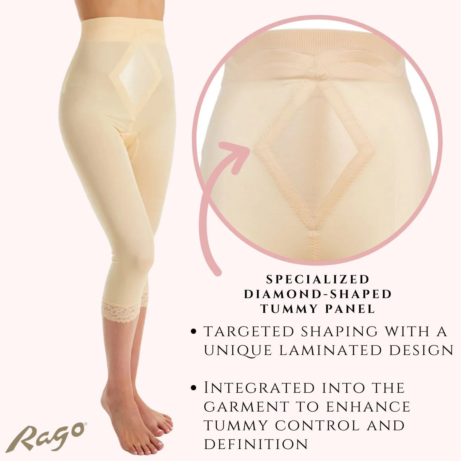 Style 6266 | High Waist Capri Pant Liner with Tummy Control Satin Panel| Memory Compression Fabric | Medium Support - Image 11