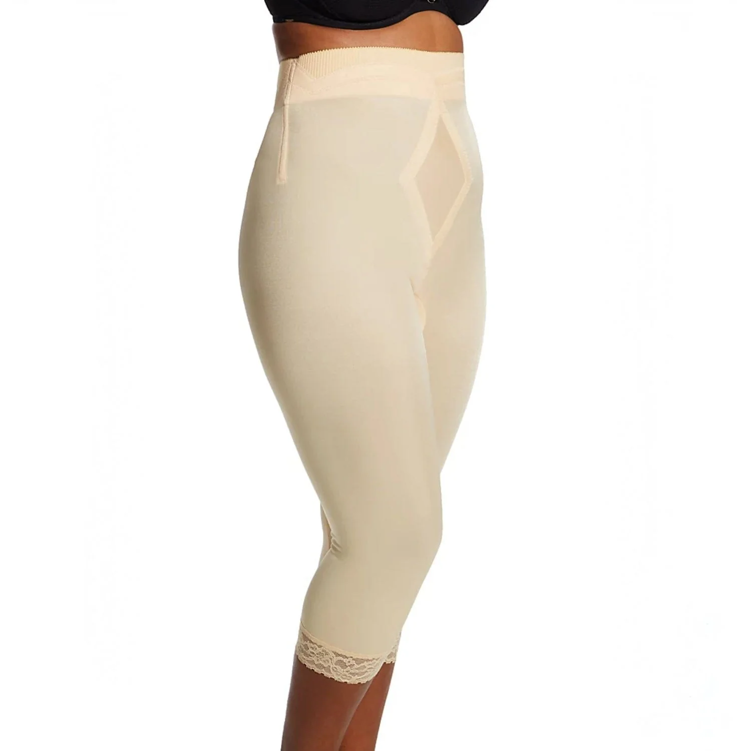 Style 6266 | High Waist Capri Pant Liner with Tummy Control Satin Panel| Memory Compression Fabric | Medium Support - Image 16