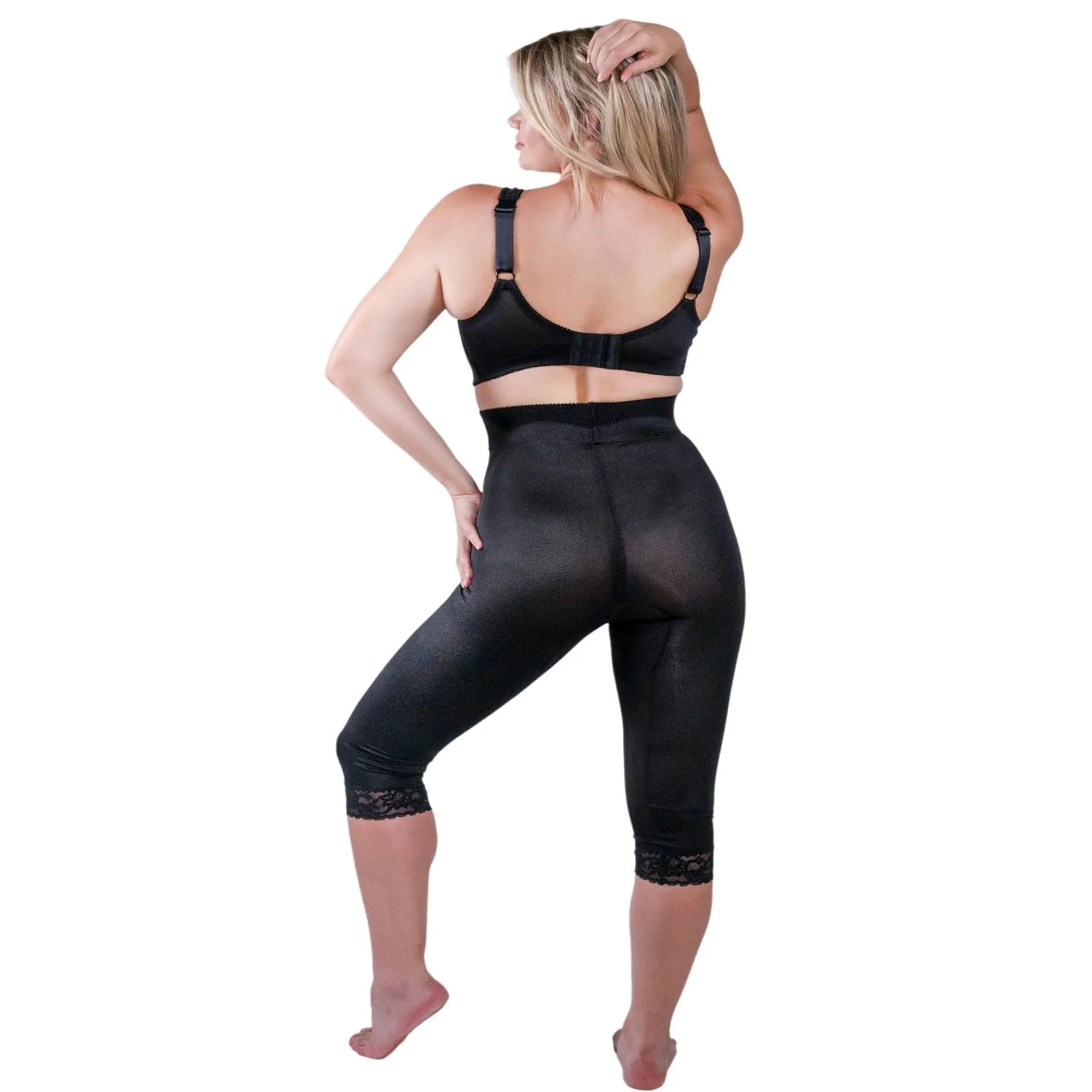 Style 6266 | High Waist Capri Pant Liner with Tummy Control Satin Panel| Memory Compression Fabric | Medium Support - Image 3