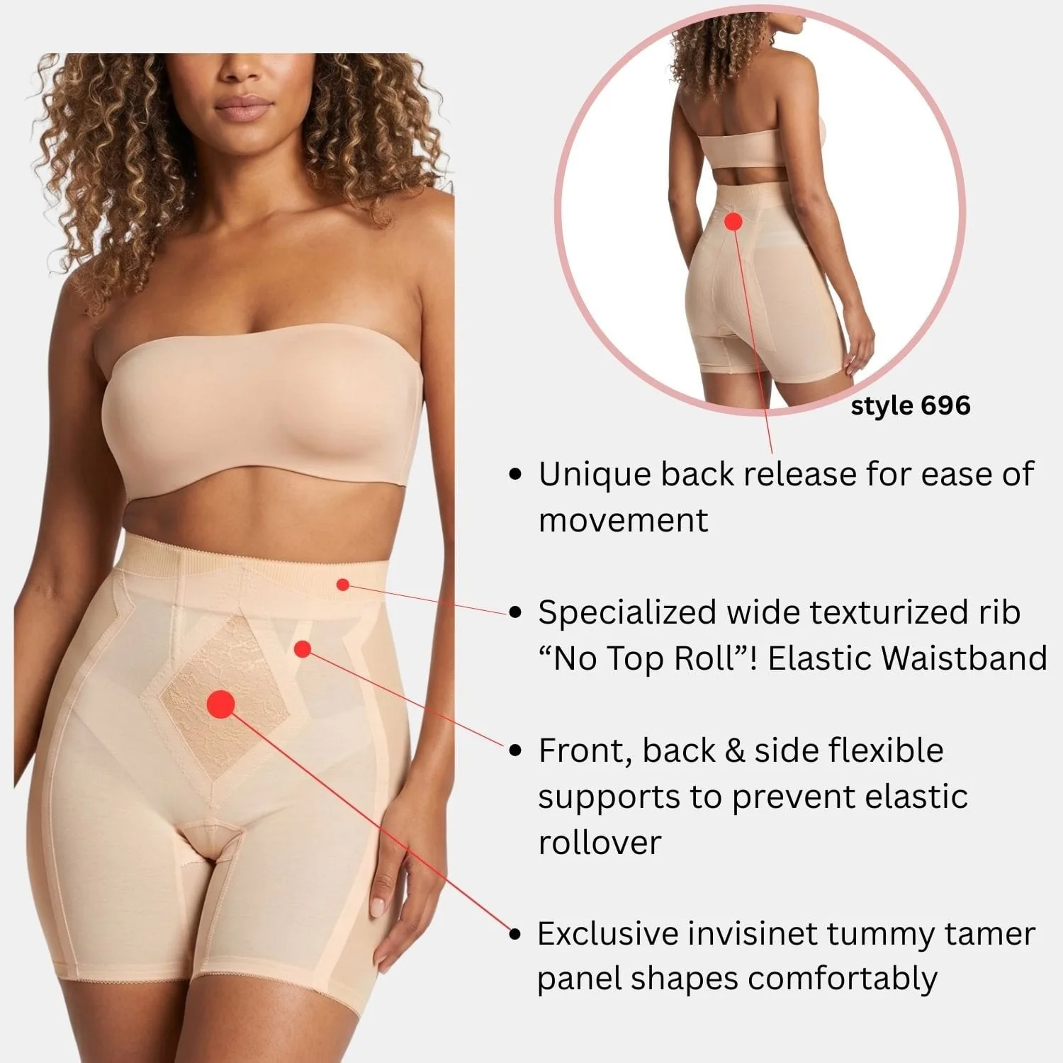 Style 696 | High Waist "No Top Roll" | Firm Control Girdle - Image 16
