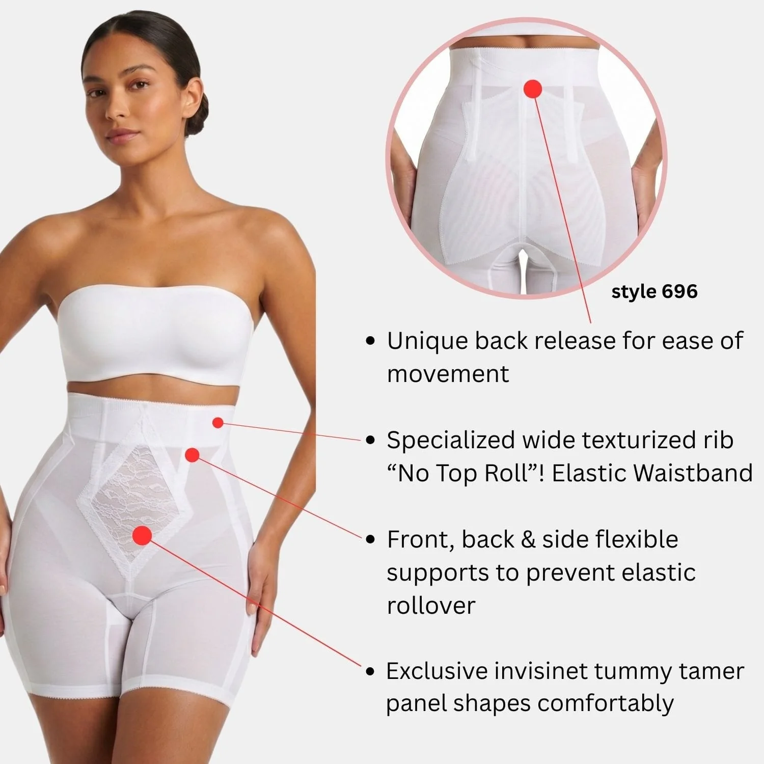 Style 696 | High Waist "No Top Roll" | Firm Control Girdle - Image 5