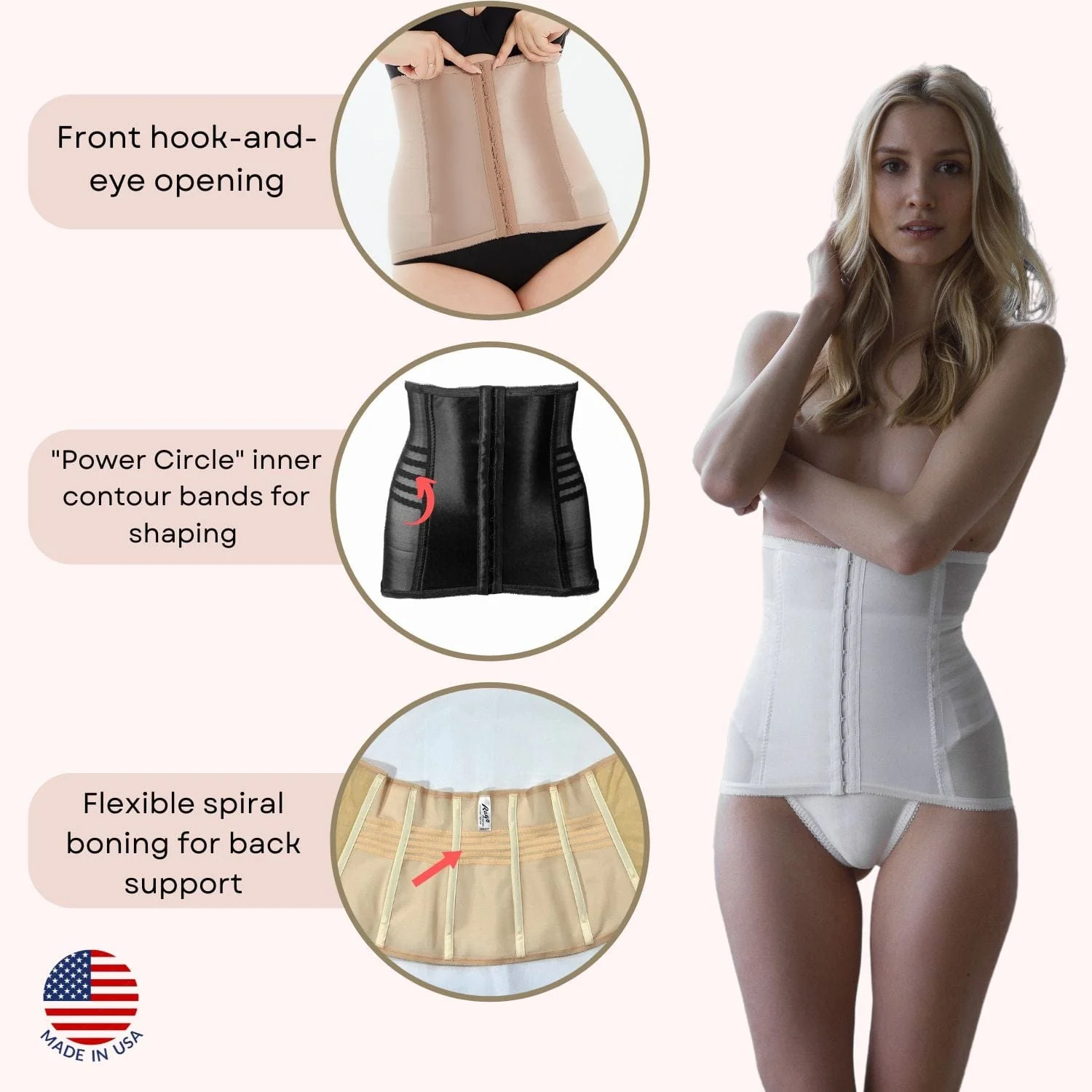 Style 821 | Shapette Powermesh Satin Panel Waist Cincher - Image 22