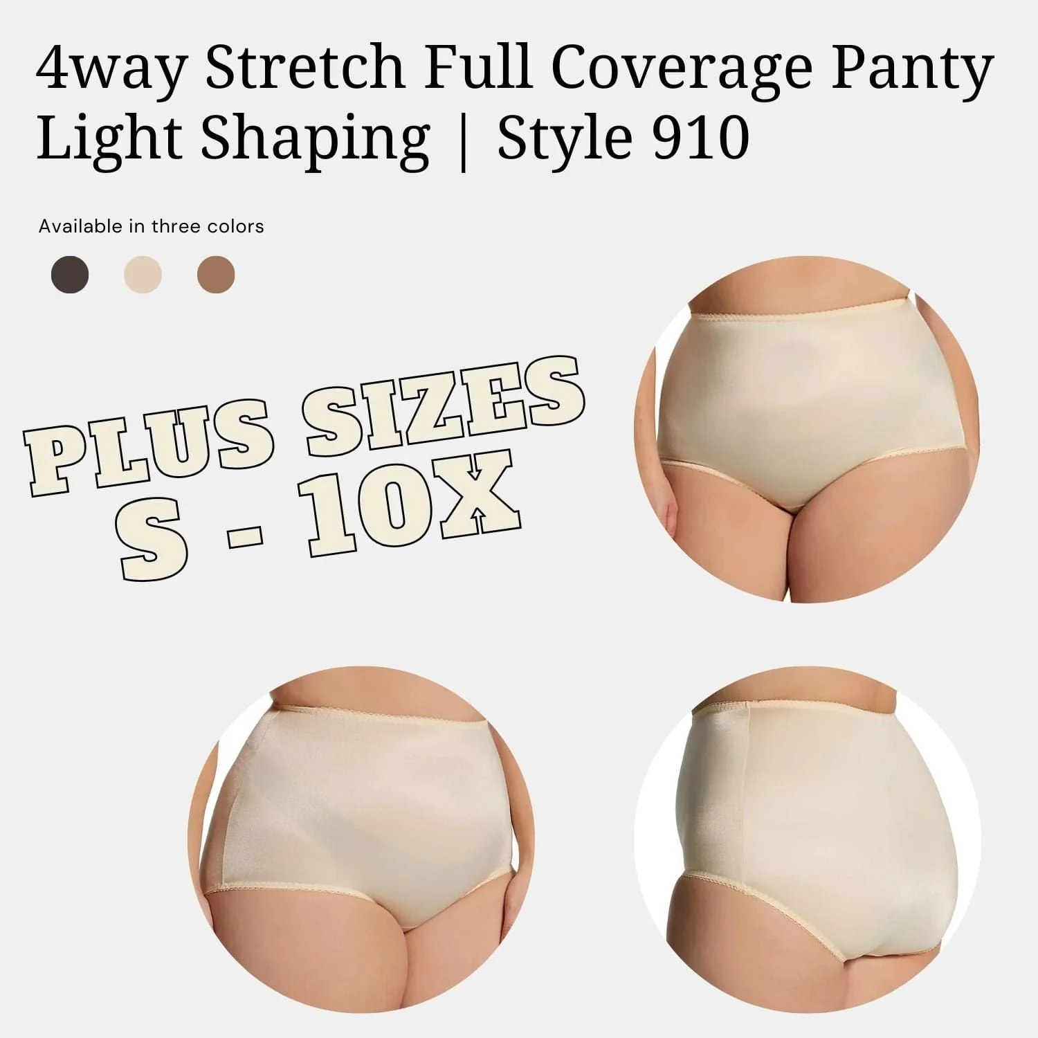 Style 910 | 4way Stretch Full Coverage Panty, Light Shaping - Image 12