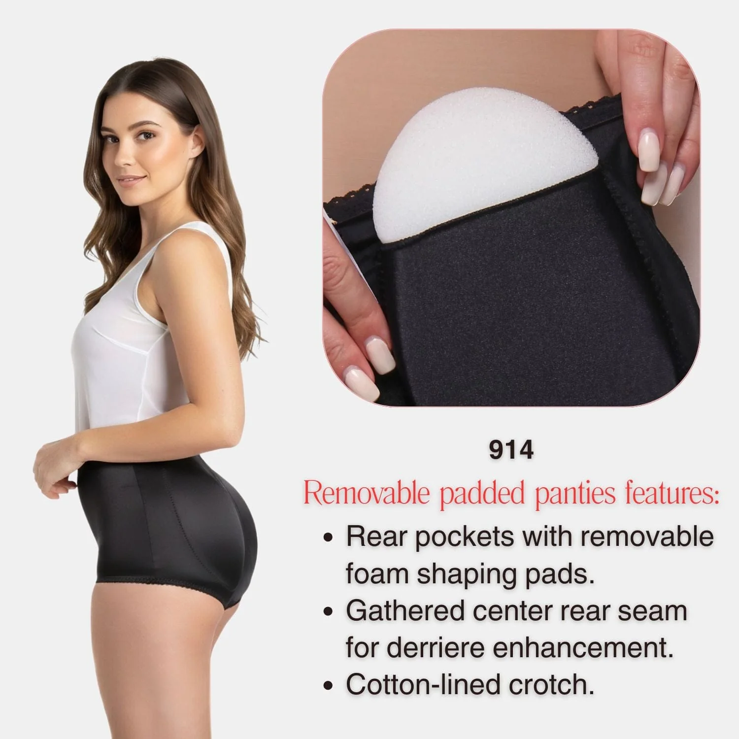 Padded Panty Brief Light Shaping (Removable Pads) | Style 914 - Image 12